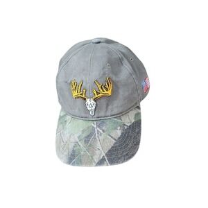 Mens Big Game Trophy Club Camo Deer Skull American Flag Embroidered Baseball Cap